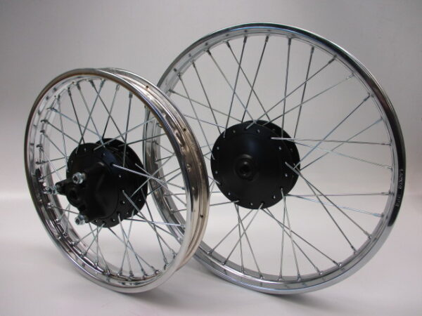 Front and rear wheel 19'' + 16'' Honda MT rebuilt with A quality spokes and rims (also includes new bearings, bushings and seals)