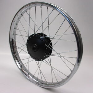 Voorwiel nieuw opgebouwd met A kwaliteit spaken en velgen Honda MT50, MT80 1.40x19