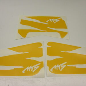 Jeu d'autocollants caches latéraux et becquet de phare jaune Honda MT50 modèle 93-96
