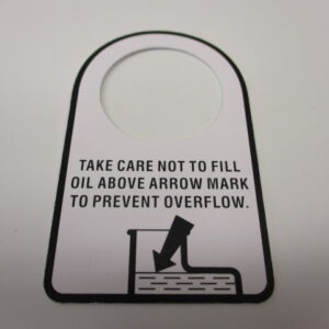 Olie service label (deze werd bij de dealer op nieuwe Honda's aan het oliedopje bevestigd)